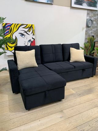 Sofá Cama Pau Negro Terciopelo