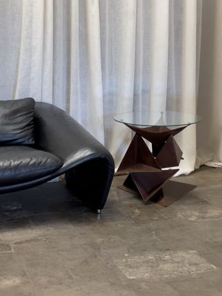 Tavolo Ausiliare Brutalista in Acciaio Corten