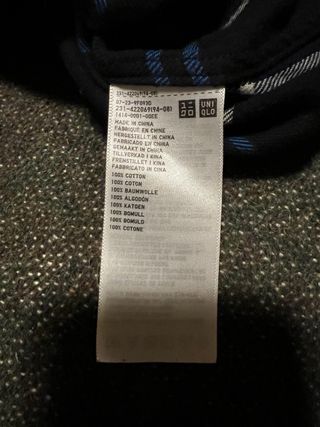 Camisa larga Uniqlo cuadros azul negro y blanco