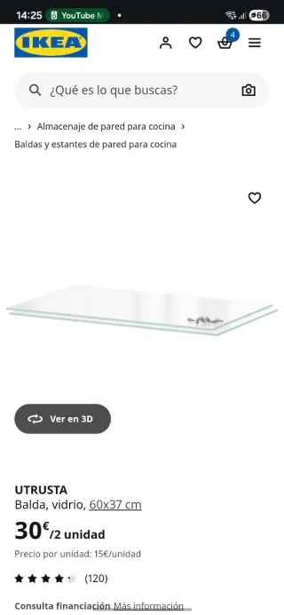 Baldas de cristal para vitrina IKEA
