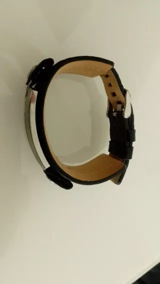 Bracciale Fossil Pelle Nero Argento