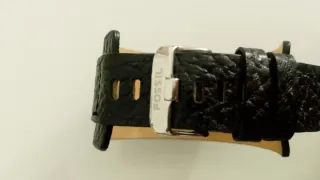 Bracciale Fossil Pelle Nero Argento