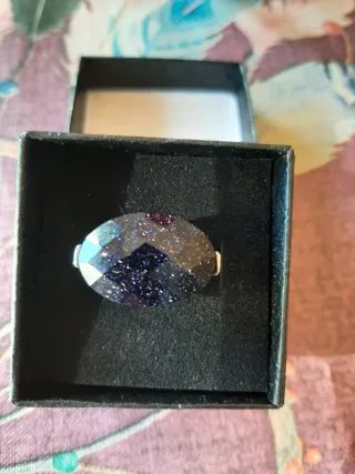 Anillo Piedra Grande Aventurina y Plata. Nuevo