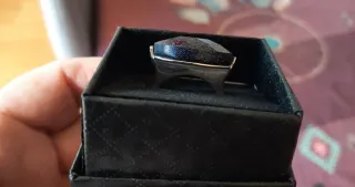 Anillo Piedra Grande Aventurina y Plata. Nuevo