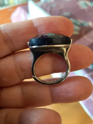 Anillo Piedra Grande Aventurina y Plata. Nuevo