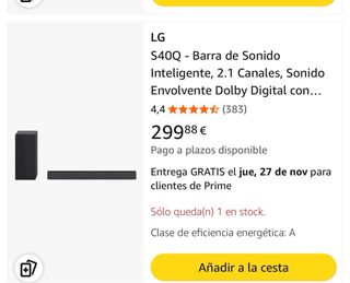 Barra de Sonido LG S40Q 300W Inteligente