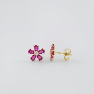 Pendientes Oro 18K Circonita Flor