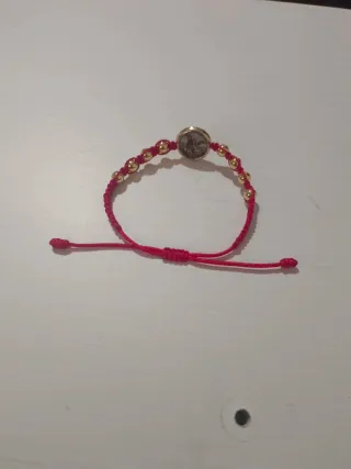 Pulsera Macramé Protección Bolas Chapado Oro.