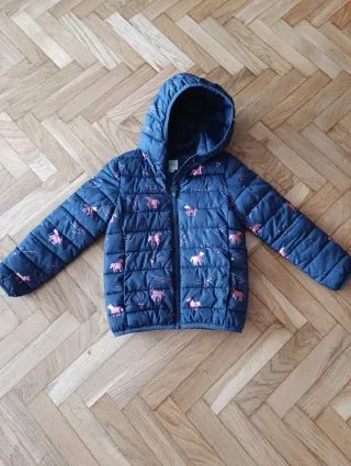 Abrigo acolchado niña unicornios azul