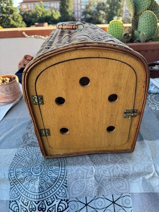 Transportín Vintage Mimbre Gatos