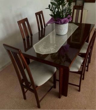 6 Sillas de Comedor Madera Tapizadas