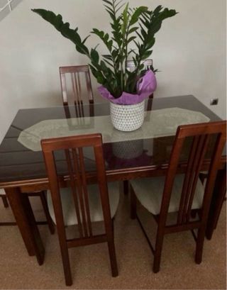 6 Sillas de Comedor Madera Tapizadas