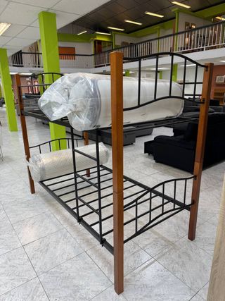 Litera doble madera y metal con colchones