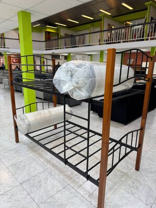 Litera doble madera y metal con colchones