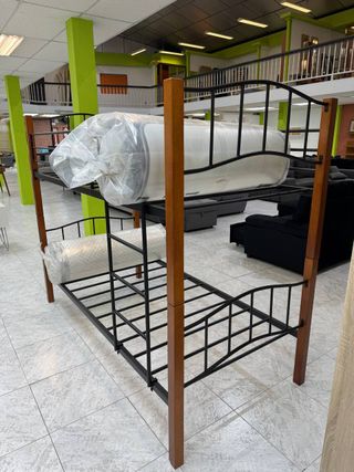 Litera doble madera y metal con colchones