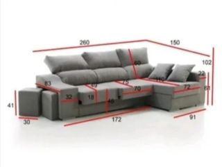 Divano modulare grigio in tessuto