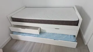 Cama nido blanca con cajones habitación infantil