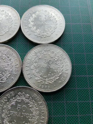 5 Monedas 50 Francos Plata Francia