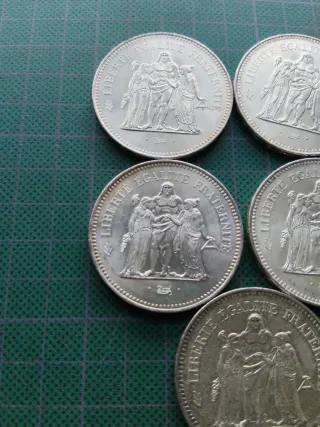 5 Monedas 50 Francos Plata Francia