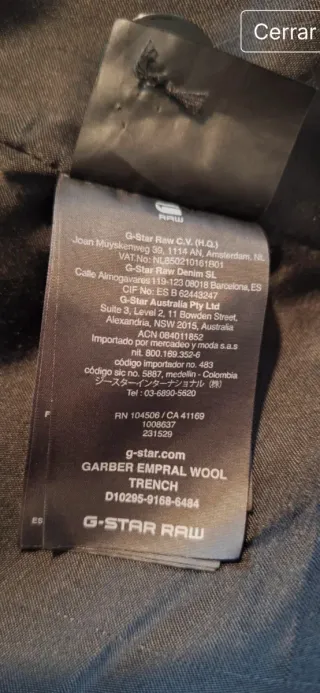 Abrigo G-Star RAW Negro