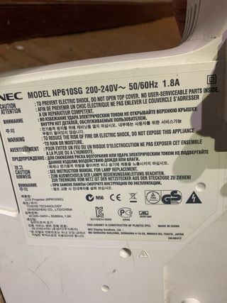 Proyector NEC blanco sin lámpara