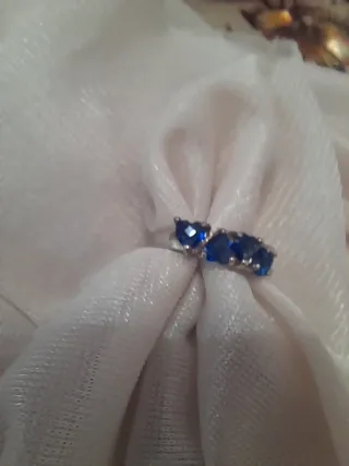 Anillo Plata Ley Talla 16  Zafiros Azul