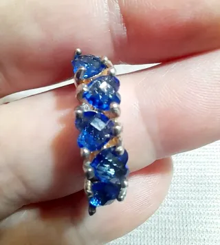 Anillo Plata Ley Talla 16 Zafiros naturales.