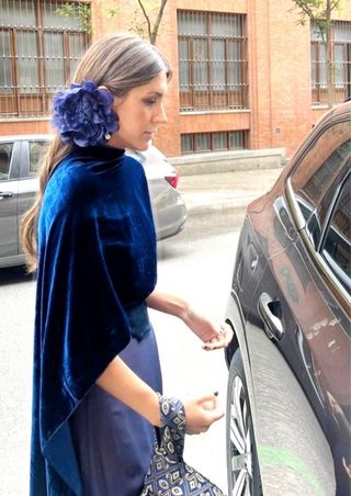 Chal terciopelo azul marino