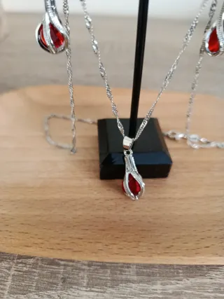 Conjunto collar y pendientes plata