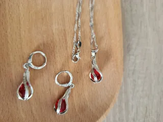 Conjunto collar y pendientes plata