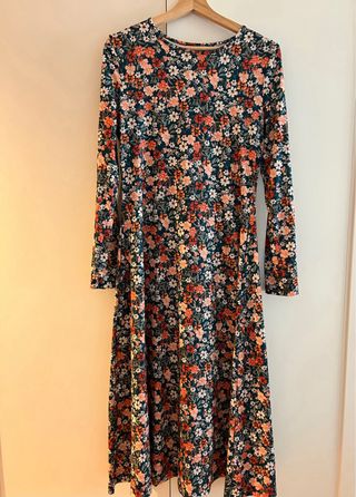 Vestido largo midi talla L elástico manga larga