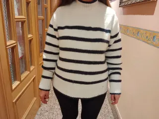 Jersey rayas blanco y negro,talla M,puesto una vez