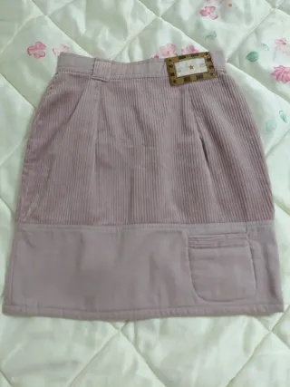 Gonna corta rosa vintage velluto a coste