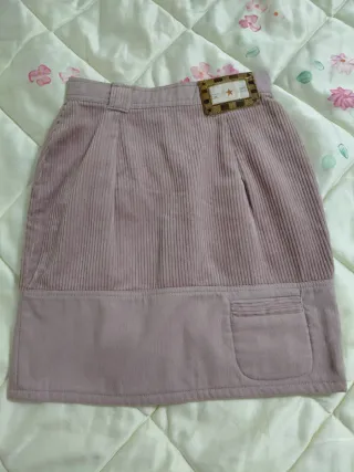 Gonna corta rosa vintage velluto a coste