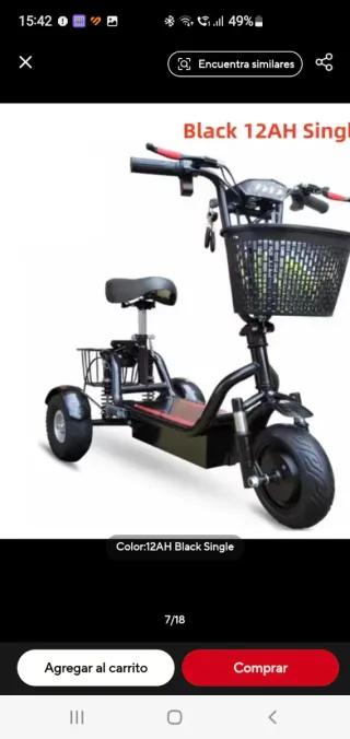 Triciclo Eléctrico Negro 24 Ah Pueden realiza 30 k