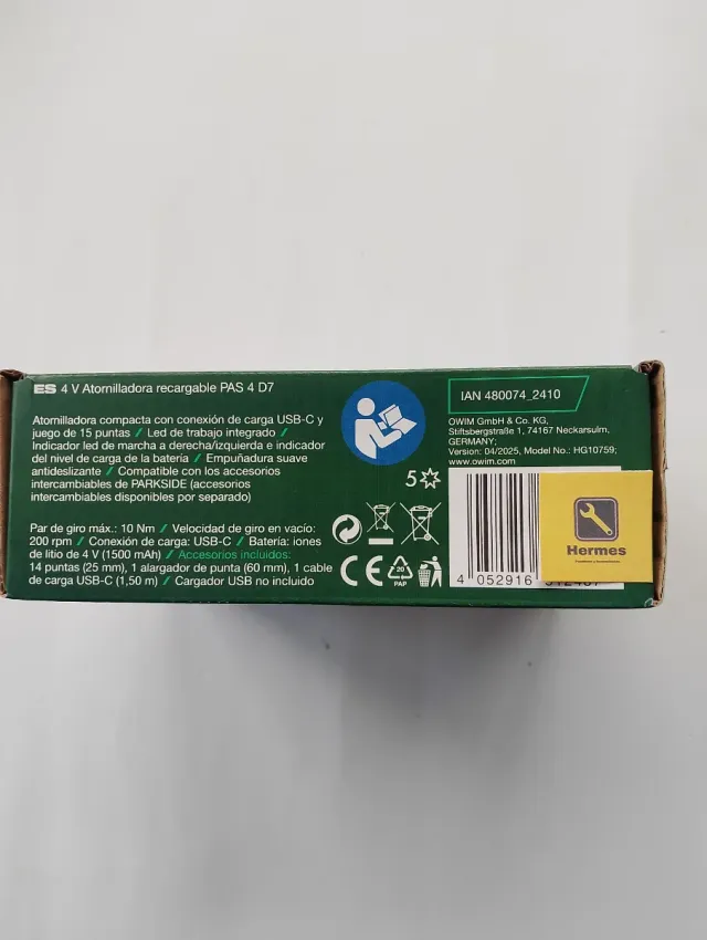 Atornilladora Parkside 4V Recargable