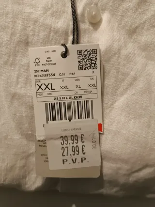 Camisa Mango Lino Blanca XXL