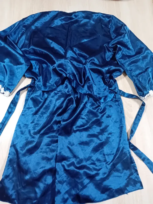 Vestaglia in raso blu notte XXL