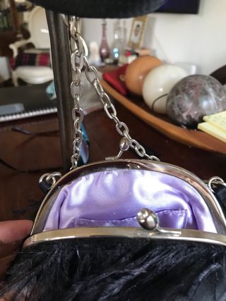 Bolso de fiesta Mango negro plumas