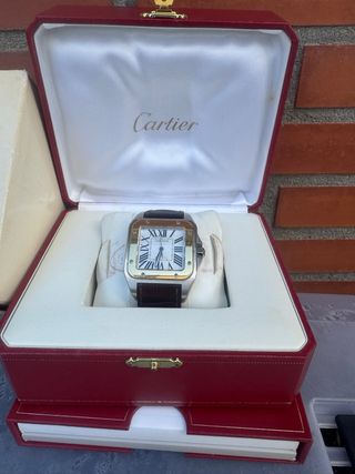 Cartier Santos 100 XL Acero Bisel Oro Automático