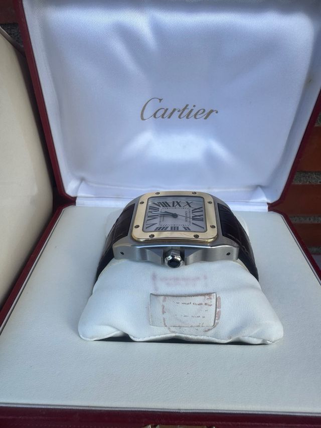 Cartier Santos 100 XL Acero Bisel Oro Automático