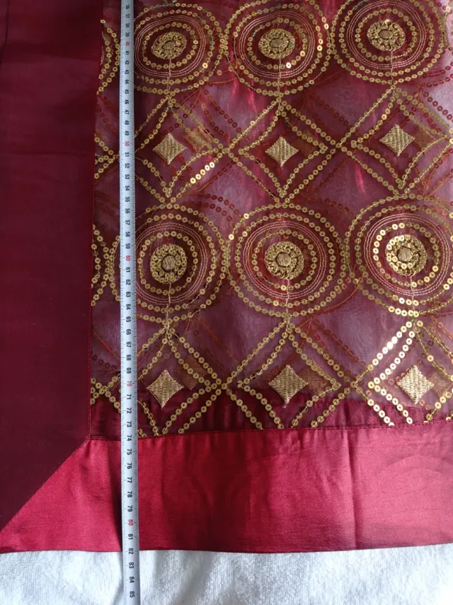 Set manteles lentejuelas oro y rojo