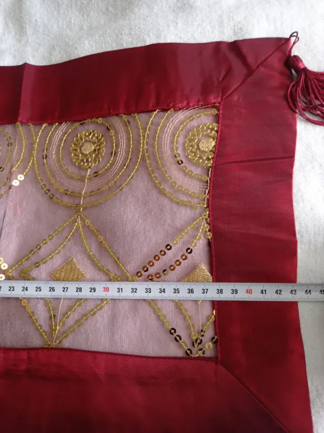 Set manteles lentejuelas oro y rojo