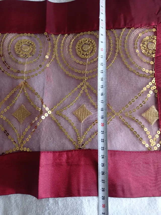 Set manteles lentejuelas oro y rojo