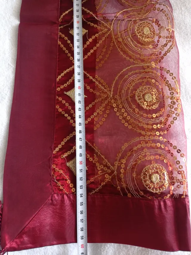 Set manteles lentejuelas oro y rojo