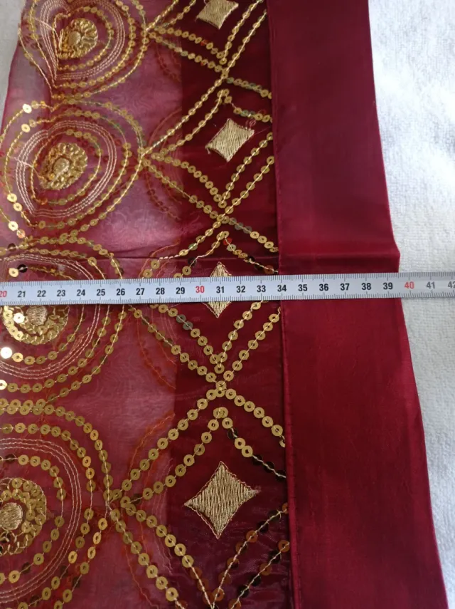 Set manteles lentejuelas oro y rojo