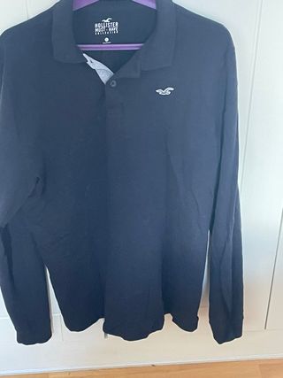 Polo Hollister manga larga negro