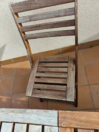 Mesa y 4 Sillas Terraza Madera