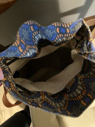 O bag secchiello tortora con interno fantasia