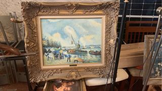 Cuadro decorativo dorado y verde